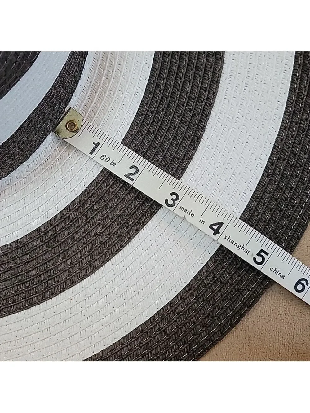 Serra Black and White Striped Paper/Poly Sun Hat NWT